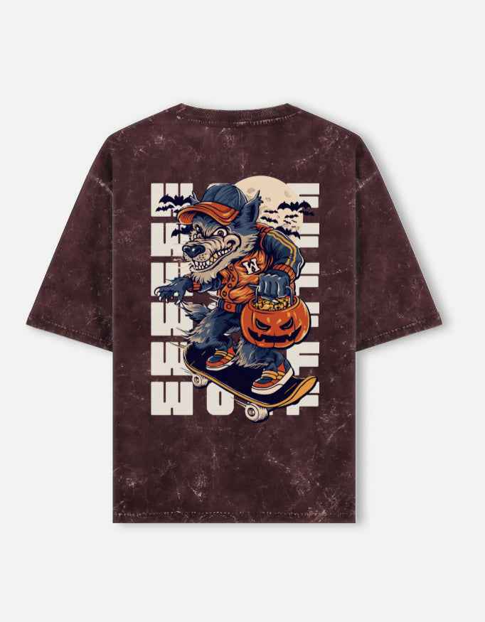WOLF EDITION Oversized Tee for Trendy Comfort with Acid Wash - By Reeffin Store