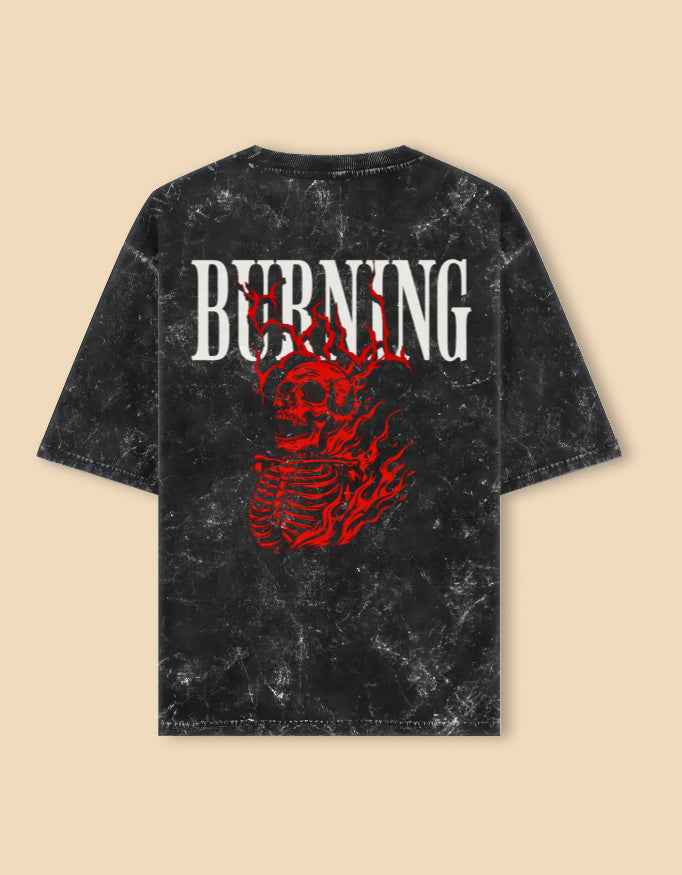 Burning Soul Acid Washed Oversized Tee - By Reeffin Store