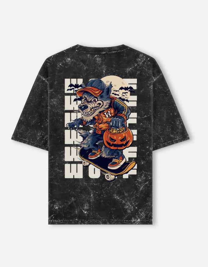 WOLF EDITION Oversized Tee for Trendy Comfort with Acid Wash - By Reeffin Store