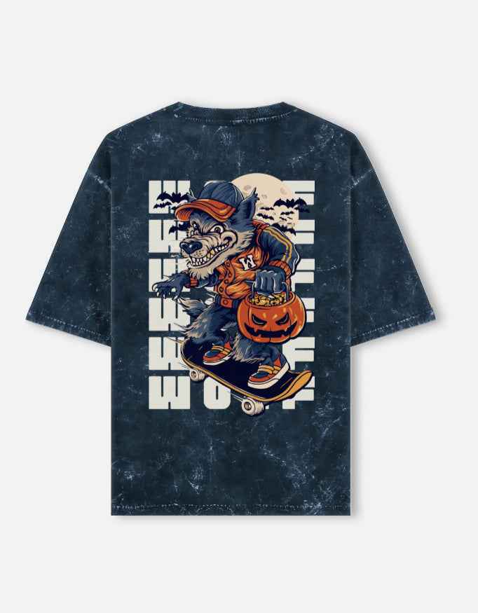 WOLF EDITION Oversized Tee for Trendy Comfort with Acid Wash - By Reeffin Store