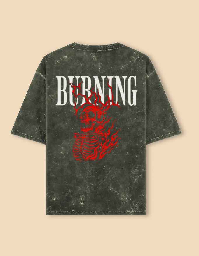 Burning Soul Acid Washed Oversized Tee - By Reeffin Store