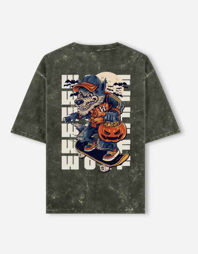 WOLF EDITION Oversized Tee for Trendy Comfort with Acid Wash - By Reeffin Store