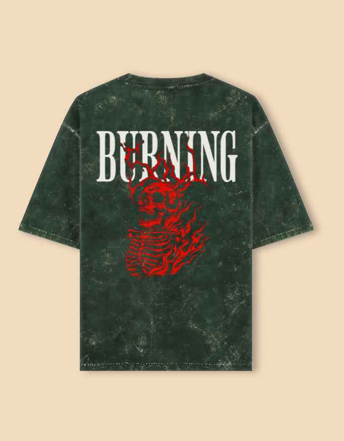 Burning Soul Acid Washed Oversized Tee - By Reeffin Store