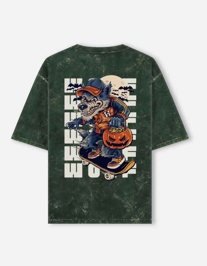 WOLF EDITION Oversized Tee for Trendy Comfort with Acid Wash - By Reeffin Store